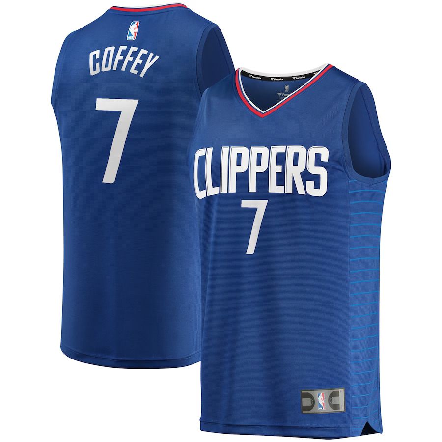Men Los Angeles Clippers 7 Amir Coffey Fanatics Branded Royal Fast Break Replica NBA Jersey